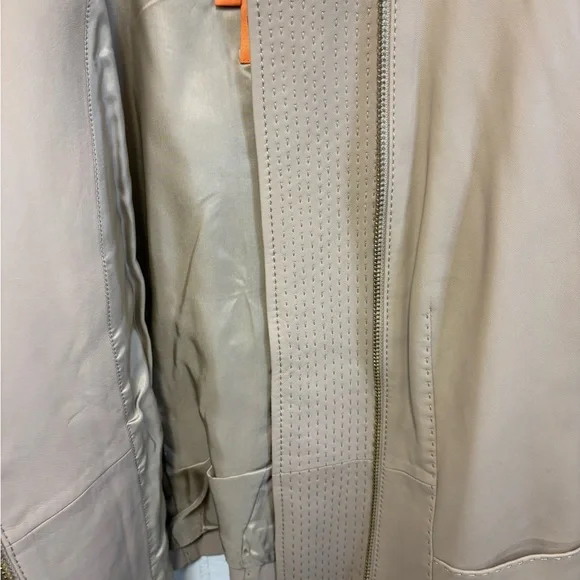 Tory Burch Womens Tan Leather Biker Jacket Size 10